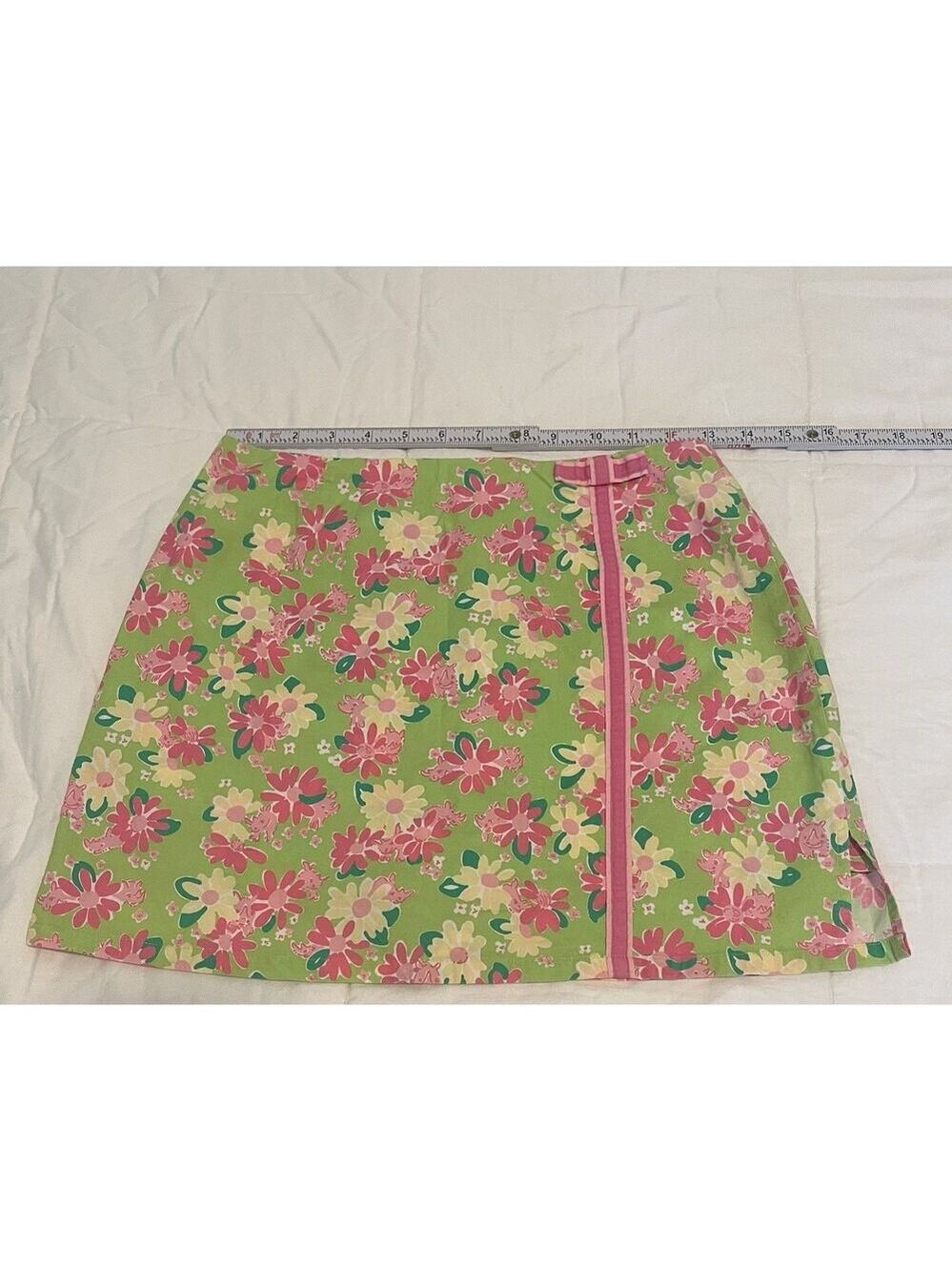 Lilly Pulitzer Floral & Rhino Print Women’s Mini Skirt W/Shorts Size 4P Skort - Picture 8 of 11